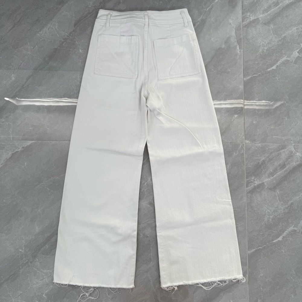 Women’s Miou Muse Straight Wide Leg Denim Pants Raw Hem Size Medium - Picture 9 of 16